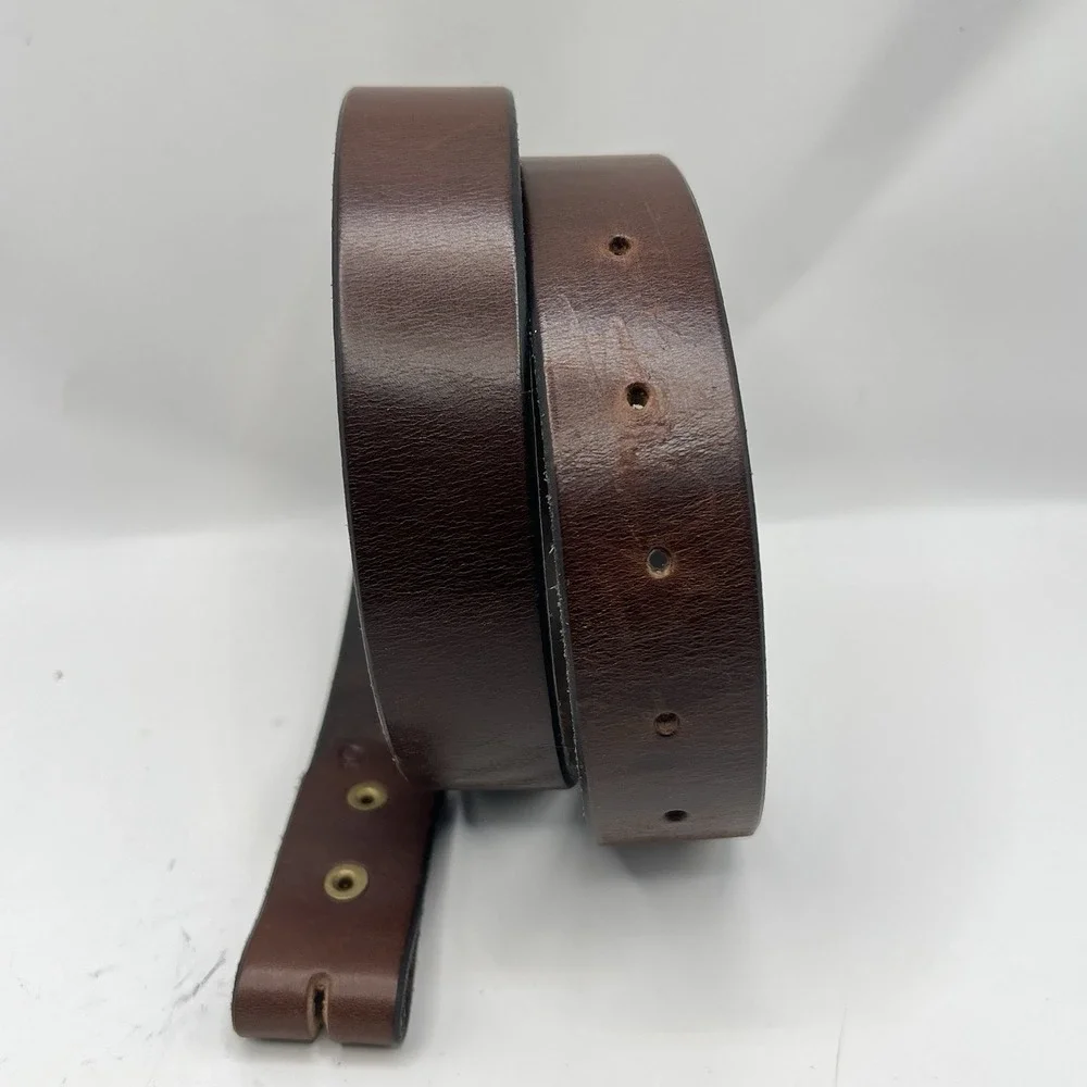 Leather Belt 33 Brown No Buckle No Keeper Loop Has Snap Fasteners Classic
